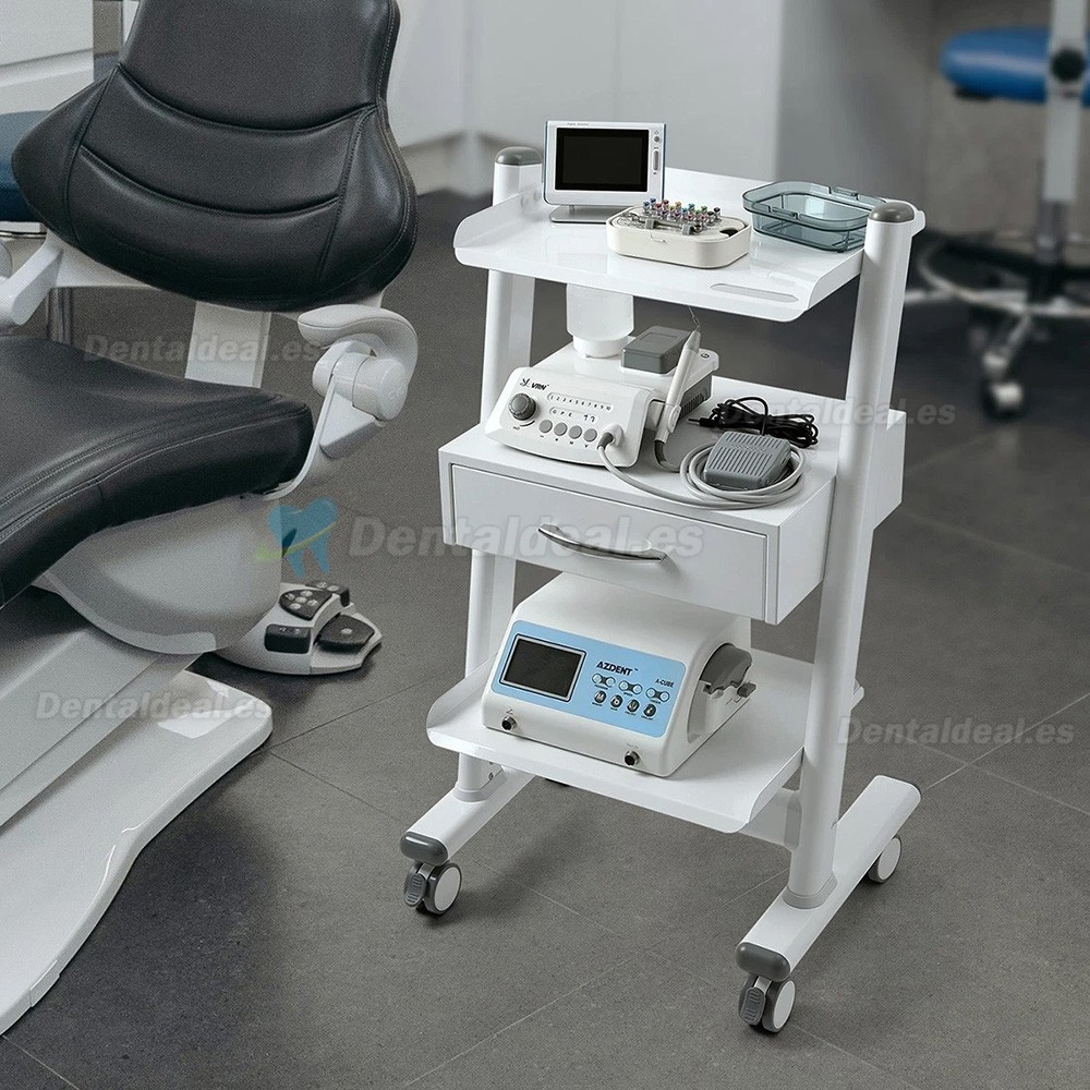 Dentech T3-4 Carro Dental M&oacute;vil de Tres Niveles con Armario de Almacenamiento